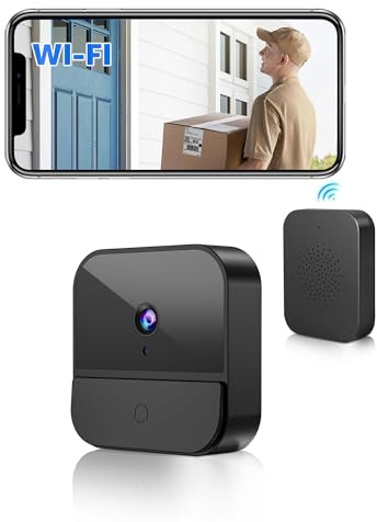 BETTERMO Wireless Video Doorbell with Camera, 1080P WiFi Video Doorbell Security Camera with Built-in Battery, 2.4GHz WiFi, Night Vision/2-Way Audio/Supports SD & Cloud Storage, Includes Chime