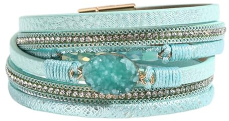 Karma NH10637490 Wickelarmband bunt PU Leder 39 cm Armband Damenarmband Lederarmband modern Magnetverschluss Zirkon Geschenk für Sie