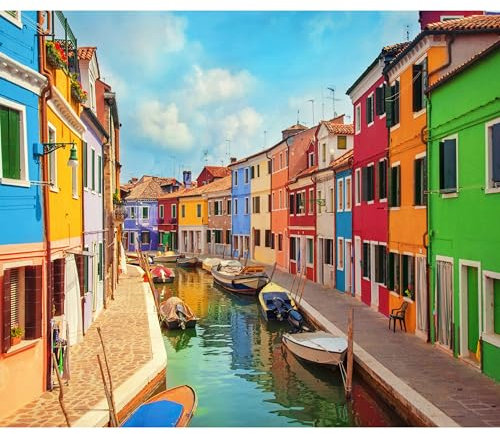decomonkey Fototapete Stadt 400x280 cm XXL Design Tapete Fototapeten Vlies Tapeten Vliestapete Wandtapete moderne Wand Schlafzimmer Wohnzimmer Venedig Italien