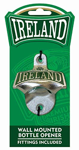 Carrolls Irish Gifts Ireland College Wall Mounted Bottle Opener With Green Shamrock Design