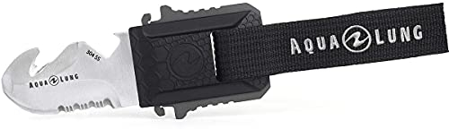 Aqualung Micro Squeeze Blunt Tip Dive Knife - Compact 2 304 Stainless Steel Blade, Secure Quick-Release Sheath, Partial Serrated Edge, Line Cutter - Underwater Scuba Diving Utility Knife