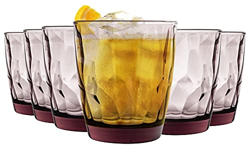 Verres Tumbler Double Old Fashioned - Effet martelé/diamant/390 ML - Violet Roche - Lot de 6
