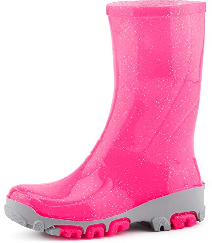 Ladeheid Stivali Bambino e Bambina in PVC LARB015 (Rosa Fluo/Glitter, 23/24 EU)