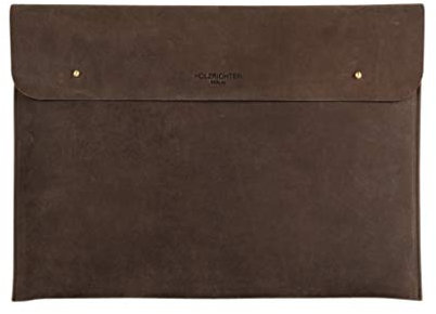 HOLZRICHTER Berlin Laptop 15“ Sleeve - Premium Hülle aus Leder – Ledertasche für Notebook Apple MacBook 15 Air Retina – dunkel-braun