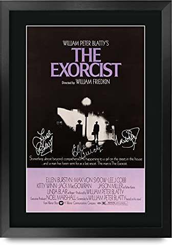 HWC Trading The Exorcist Geschenke Geducktes Signiertes Autogramm Foto für Fans von Film Memorabilien - A3 Gerahmt