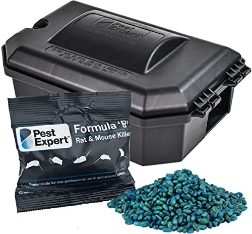 Pest Expert Formula B+ Advanced Rat & Mouse Killer Poison Professional Strength Outdoor Sachets 300g (5 x 60g) + Rat Bait Box
