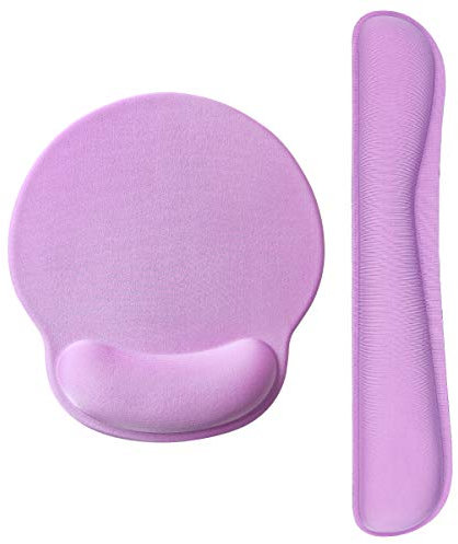 AORTDES Ergonomic Keyboard Mouse Pad Wrist Rest Support Set for Laptop/Computer/Desktop,Memory Foam Hand Rest Wrist Cushion for Gaming/Office,Lightweight Comfortable & Pain Relief (KWRP-Purple)