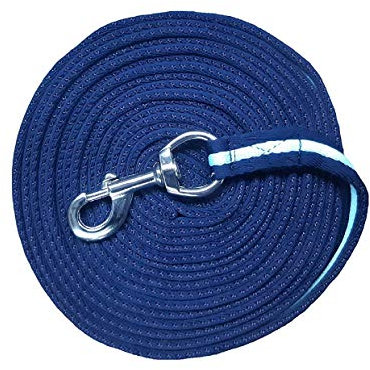 Avon Equine Longiergurt für Pferde, weiches Nylon, Trainingshilfe, Longierseil, in verschiedenen Größen und Farben (Marineblau/Babyblau/Marineblau), 8 m