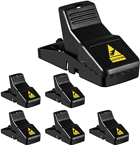 FEBCAT - Juego de 6 trampas para Ratones, Control de Ratones y Ratones para Interiores y Exteriores (Negro-E5)