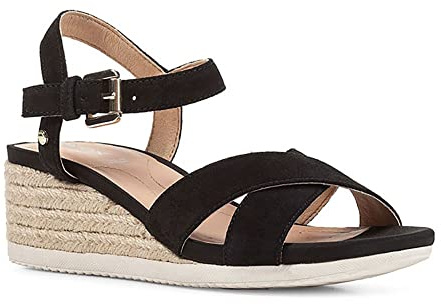 Geox D Ischia Corda, Sandalias Mujer Negro 37 EU