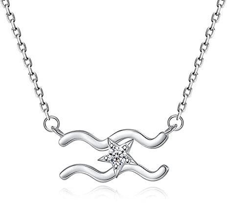 VIKI LYNN 12 Constellation Aquarius Zodiac Sign Necklace for Women Girls 925 Sterling Silver Horoscope Jewelry with 3A Cubic Zirconia