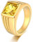 Beydodo Herren Ring Personalisiert Gold, Ring Edelstahl für Männer Partnerring Gelb Zirkonia Breite 10MM Gr.60 (19.1)