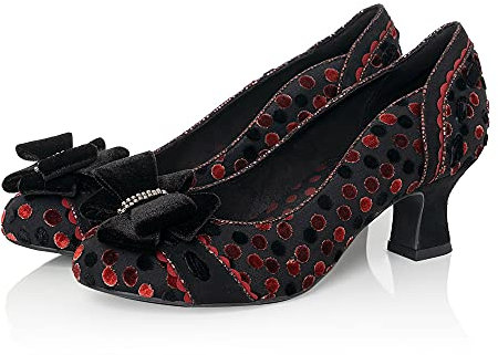 Ruby Shoo Women's Red Noir Spot Rhea Court Shoes UK 6