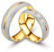 NUNCAD Hochzeitsring Edelstahl Ring für Damen Herren Verlobungsring Matt Gold Zirkon Inlay Trauringe Mode Ring Größe 59