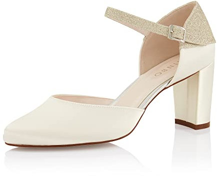 Rainbow Club Brautschuhe Kimber - Damen, Pumps, Ivory Satin, Glitter - Gr. 36 (UK 3)