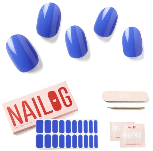 NAILOG Nagelfolie uv härtend 20 Stück, UV Nagelfolie Langanhaltend Nagelsticker Selbstklebend Gel-Nagelstreifen für Maniküre in Salonqualität, Violetta