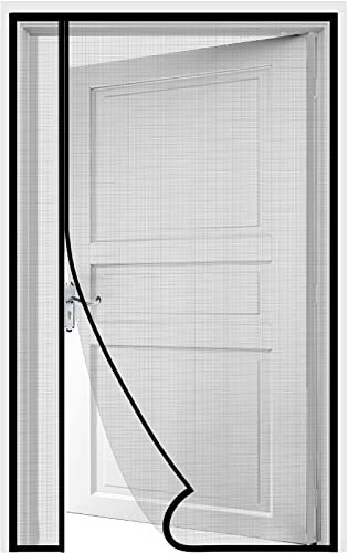 HOMWMPA Zanzariera magnetica per porta di dimensioni 99 x 200 cm, reversibile apertura laterale sinistra e destra, resistente tenda in rete in fibra di vetro con forte chiusura magnetica, gancio e