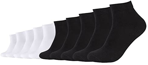 Camano Unisex Socken CA-Soft Organic Cotton Quarter 10er Pack für Damen Herren 35-38 39-42 43-46 Schwarz Grau Blau