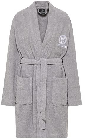 Carlo Colucci Bademantel Vito für Damen aus weichem Baumwoll-Frottier, sportlich und nachhaltig, Farbe:Silber, Größe:XL