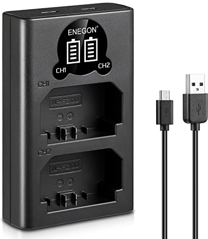 ENEGON NP-FZ100 Chargeur LED USB pour Batterie Sony NP-FZ100, entièrement Compatible avec Sony A7III, A7 IV, Sony Alpha 7 iv, A7iv, A6600, A7C, A7s III, A7r III, A7r iv, A9, A9R, A9S, Alpha 9, Alpha