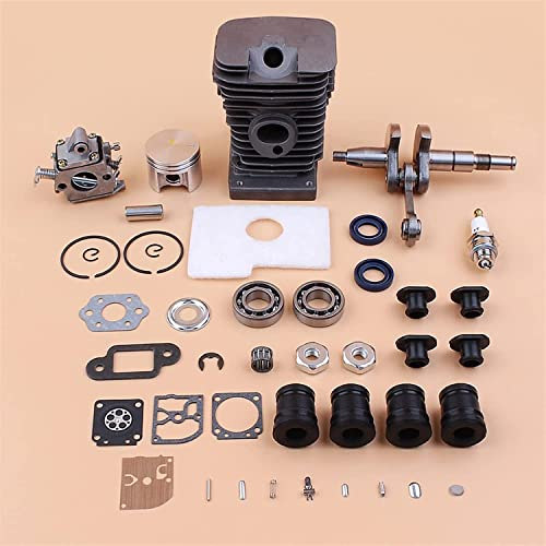 Luxuypon Zylinder-Kolben-Vergaser, Kurbelwelle, 38 mm, Lagersatz, passend für Stihl MS180 MS170 018 017 Kettensägen-Teile mit AV-AV-Anschlag-Set