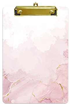 Hnogri porte bloc a5 avec pince, Plastique dur, Clipboard A5 dessin de mode, Planchettes à pince et porte-formulaires, 15CM x 22.5CM, Rêve Rose