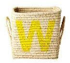 RICE - Quadratischer Bastkorb mit bemaltem Buchstaben - W