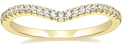 Zakk Eternity Ring Damen Silber Vorsteckring Schmal V-Form Zirkonia Verlobungsringe Eheringe Trauringe Freundschaftsringe (Gelbgold,65 (20.7))