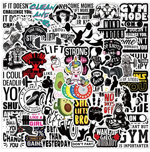 HNTR® Gym Stickers | 50 Motivational Fitness Quote Decals | Waterproof Vinyl Stickers for Laptops, Water Bottles, Gym Gear & Workout Inspiration