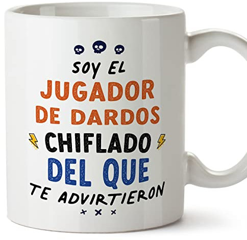 MUGFFINS Tazas para JUGADOR DE DARDOS hombre - En Español - Todos te advirtieron - 11 oz / 330 ml - Regalo original y divertido