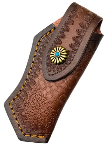 Aibote Fodero Fodero Coltello Pieghevole in Pelle Bovina EDC Intagliata Borsa con Passante per Cintura Per Coltelli pieghevoli Piccolo Multiutensile