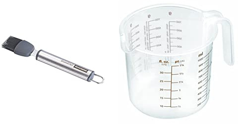 Tescoma 428256 Pennello Cucina in Silicone, Acciaio Inossidabile, Grigio & 630408 Delicia Brocca con Scala gaduata, Plastica, 1 l, 1 Pezzo