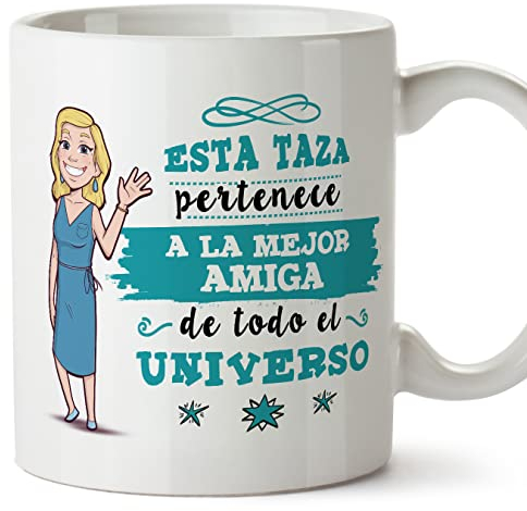 MUGFFINS Tazas para AMIGA - En Español - Mejor Familia del Universo - 11 oz / 330 ml - Regalo original y divertido