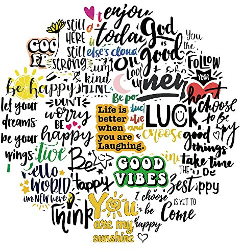 Dishaur 50PCS Inspirational Stickers - Waterproof Motivational Stickers for Laptop, Scrapbooking, Journal, Water Bottles