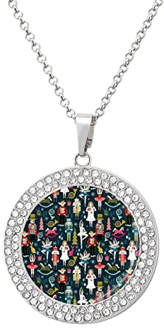 Nutcracker Ballet Diamond Necklace Alloy Cute Pendants Necklace Dainty Jewelry Gift for Women Silver-style