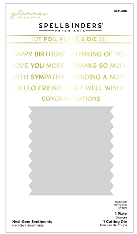 Spellbinders Sentimientos Hexi-Gem Placa de Aluminio Caliente Brillante, Metal