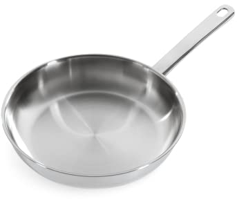 BK Bright Stainless Steel 24 cm Bratpfanne, Stay Cool Griff, Professionelles Kochen, 18/10 Edelstahl, Induktion, Backofenfest bis 230°C, Bratrostsicher, Spülmaschinenfest, Silber