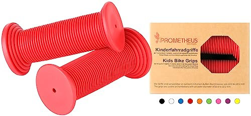 Prometheus Kinderfahrradgriffe Fahrradgriffe Kinder für Mädchen Jungen schadstofffrei | Phthalate frei | Kraton-Gummi 92 x 20 MM (Rot)