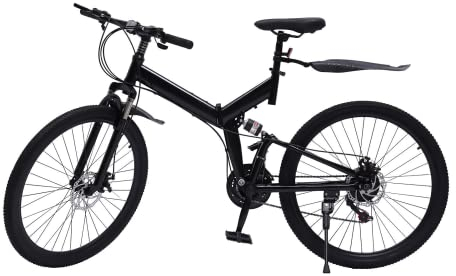 Vielrosse 26 Zoll Mountainbike, Fully Karbonstahl Mountain Bike Scheibenbremse stromlinienförmigen Faltrad MTB für Bergwege Studenten Pendler den Stadtverkehr