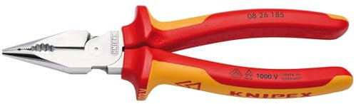 KNIPEX 13185 08 26 185 SB Spitzzange isoliert mit Mehrkomponenten-Griffen, VDE-geprüft verchromt 185 mm