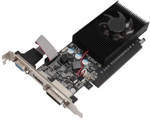 ASHATA Scheda Grafica GT 705, Scheda Grafica DDR3 a Basso Profilo da 1 GB a 64 Bit con Ventola, DirectX 12, Scheda Grafica da Gioco PCIE per PC Desktop, Scheda Video AMD PCIE 2.0 16X