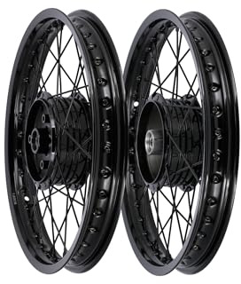 Set: 2x Speichenrad 1,6 x 16 Alufelge, Speichen, Nabe in Schwarz - für Sim