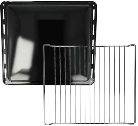 vhbw 1x teglia da forno, 1x griglia (set da 2pz.) sostituisce Electrolux 353193913, 3531939126, 353193912 per forni - 42,2 x 37 x 4 cm