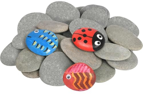 Flache Steine zum Bemalen Set, 3–5cm Glatte Kieselsteine zum Bemalen Dekosteine Naturstein Flache Kieselsteine zum Basteln Marmorkies Zierkies Kiesel für Gartendeko (3-5 cm | etwa 11-13 Stück)