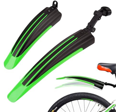 Kugooyi Fahrrad Schutzblech Set, Mountainbike Zubehör Spritzschutz Tragbar Verstellbar Verdicken Vorne Hinten Kotflügel Zum für MTB Rennrad Citybike 20-26 Zoll Räder (Grün)