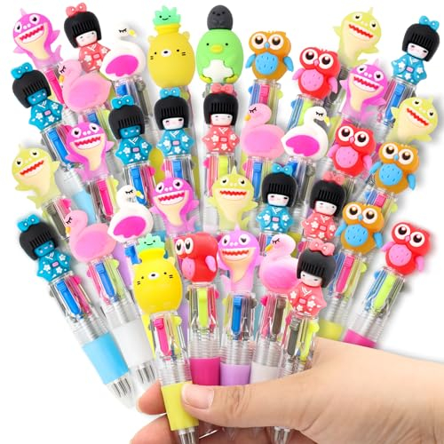 36 PCS Penne Multicolore Bambini Regalo Feste 4 in 1, Regalo Fine Festa Compleanno Bambino, Adatto per Regali Compleanno Bambini Gadget, (Colore Casua)