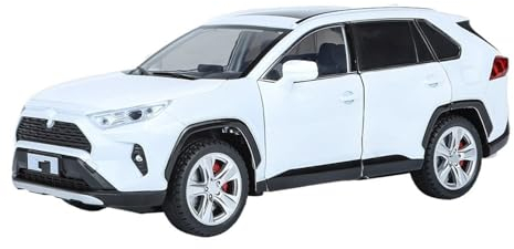 DOSIDSZ Pull-Back-Modell Für RAV4 SUV Legierung Diecasts Metall Modell Auto Zurückziehen Modell Auto 1:24 Anteil(Size:White)