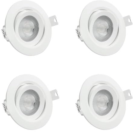 LUXULA 4er Set schwenkbarer LED Einbaustrahler 230V - Ø68-72mm - 7W 718lm - CCT Einbauleuchte Spot IP44 Badezimmer Küche - 3000K 4000K 6000K einstellbar - Warmweiß Neutralweiß Kaltweiß