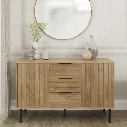 GFW Nervata Sideboard Cabinet Living Dining Room Oak