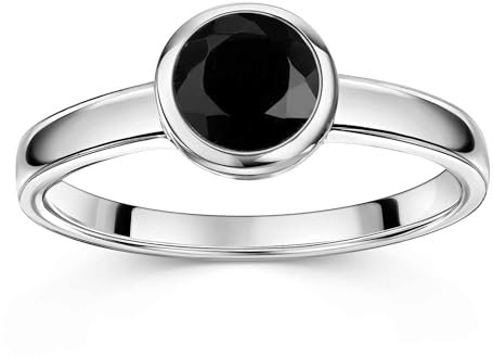 MATERIA Edelstein Ring Silber 925 - Onyx facettiert für Damen SR-7-60